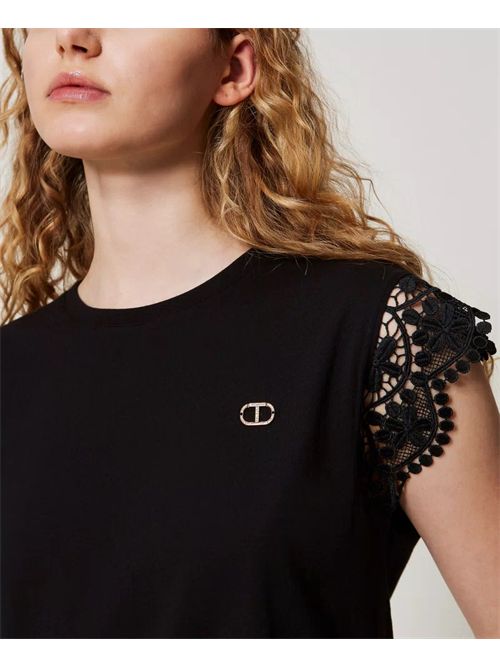 t-shirt woman black TWINSET | TT2411/00006
